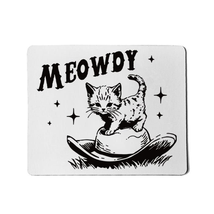 Meowdy Cute Kitten Cat Country Western Vintage Mousepad