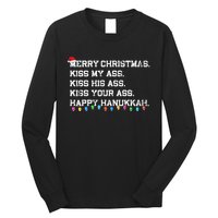 Merry Christmas Kiss My Ass His Ass Your Ass Happy Hanukkah Long Sleeve Shirt