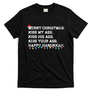 Merry Christmas Kiss My Ass His Ass Your Ass Happy Hanukkah T-Shirt