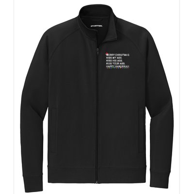 Merry Christmas Kiss My Ass His Ass Your Ass Happy Hanukkah Stretch Full-Zip Cadet Jacket