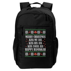 Merry Christmas kissing My Ass His Ass Your Ass Happy Hanukkah Daily Commute Backpack