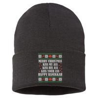 Merry Christmas Kiss My Ass His Ass Your Ass Happy Hanukkah Sustainable Knit Beanie