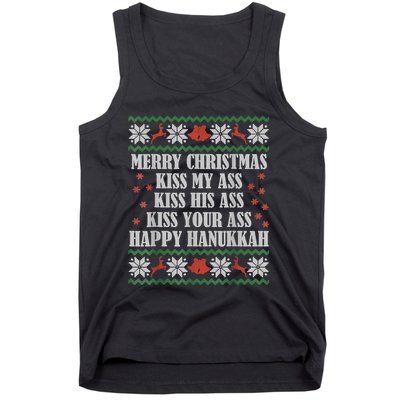 Merry Christmas Kiss My Ass His Ass Your Ass Happy Hanukkah Tank Top