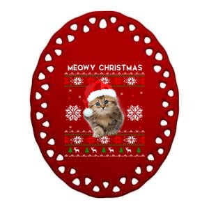 Meowy Christmas Kitten Cat Kitty Ceramic Oval Ornament