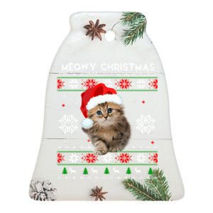 Meowy Christmas Kitten Cat Kitty Ceramic Bell Ornament