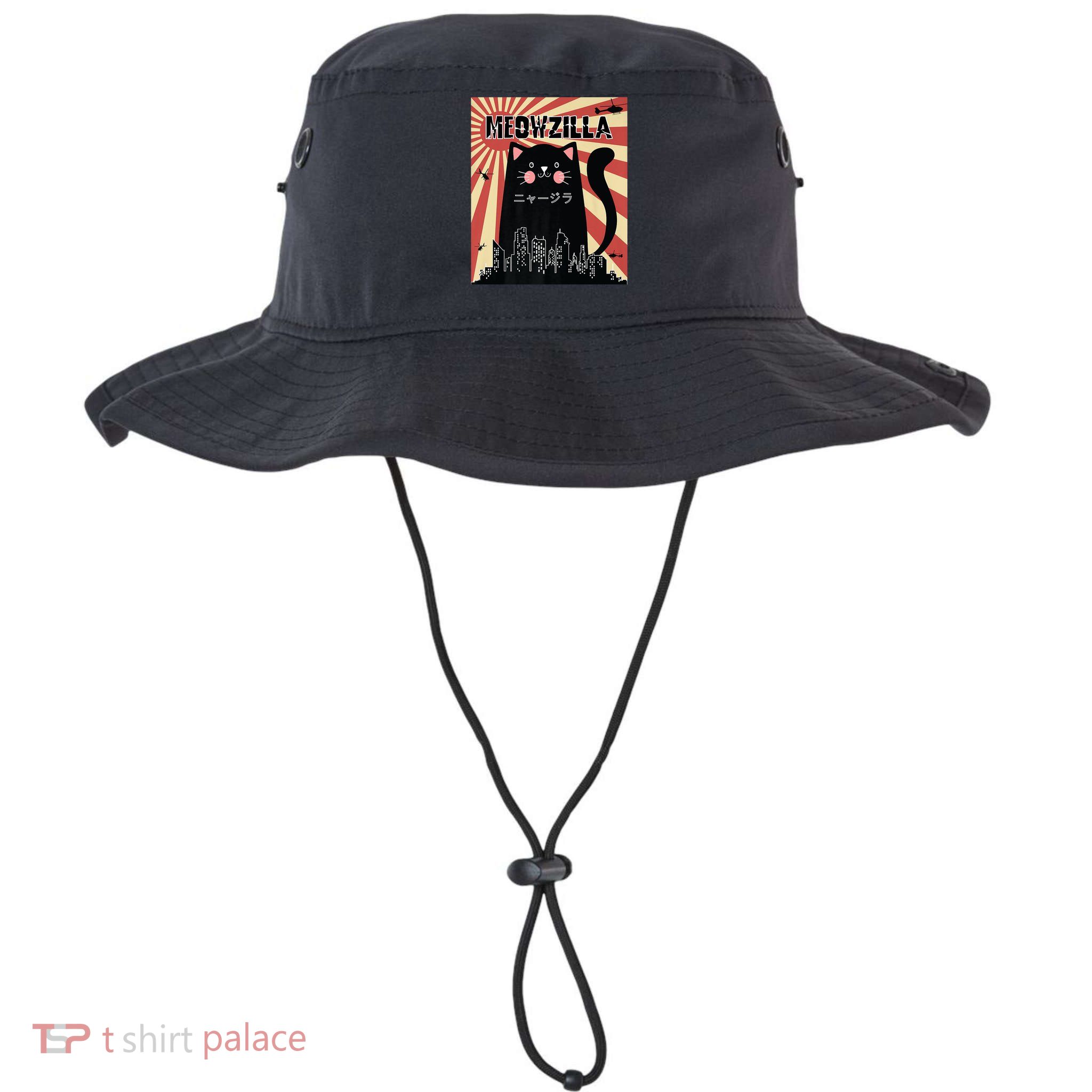 Meowzilla Cat Kitten Japanese Anime Sunset Vintage Retro Bucket Hat