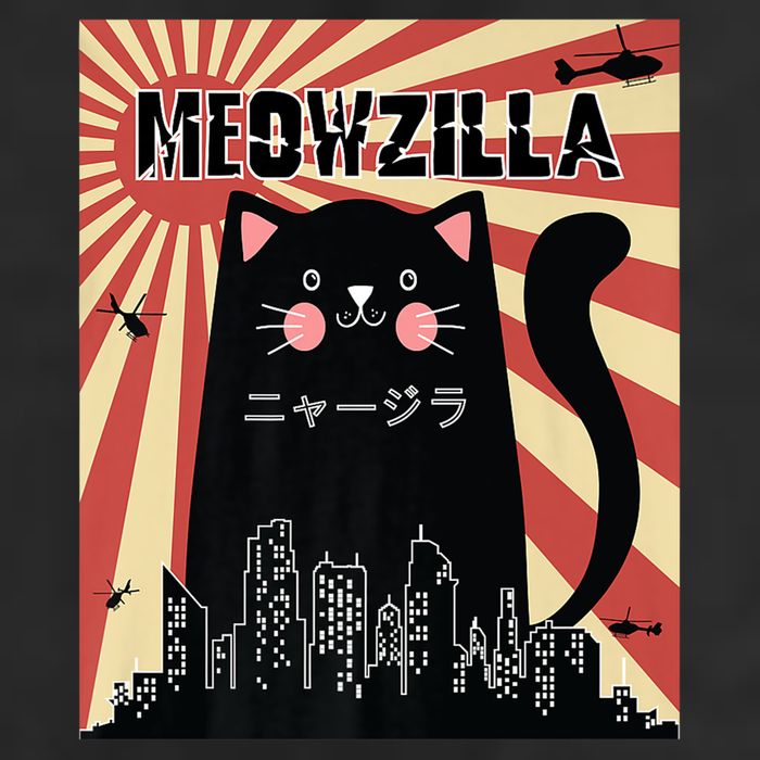 Meowzilla Cat Kitten Japanese Anime Sunset Vintage Retro Hat
