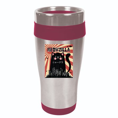 Meowzilla Cat Kitten Japanese Anime Sunset Vintage Retro 16oz Travel Tumbler