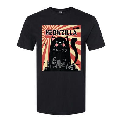 Meowzilla Cat Kitten Japanese Anime Sunset Vintage Retro Softstyle CVC T-Shirt