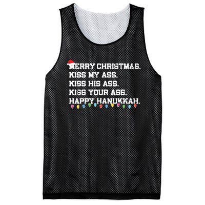 Merry Christmas Kiss My Ass His Ass Your Ass Happy Hanukkah Mesh Reversible Basketball Jersey Tank