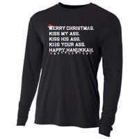 Merry Christmas Kiss My Ass His Ass Your Ass Happy Hanukkah Cooling Performance Long Sleeve Crew