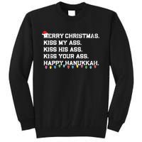 Merry Christmas Kiss My Ass His Ass Your Ass Happy Hanukkah Tall Sweatshirt