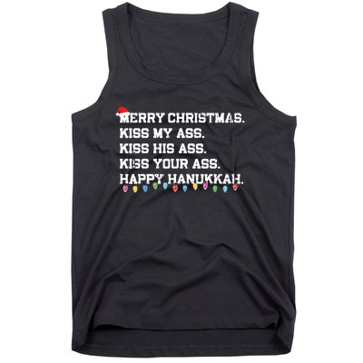 Merry Christmas Kiss My Ass His Ass Your Ass Happy Hanukkah Tank Top