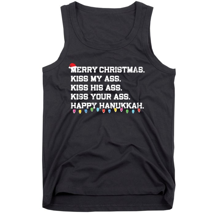 Merry Christmas Kiss My Ass His Ass Your Ass Happy Hanukkah Tank Top