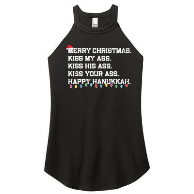 Merry Christmas Kiss My Ass His Ass Your Ass Happy Hanukkah Women’s Perfect Tri Rocker Tank