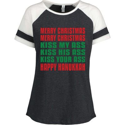 Merry Christmas Kiss My Ass Funny Hanukkah Enza Ladies Jersey Colorblock Tee