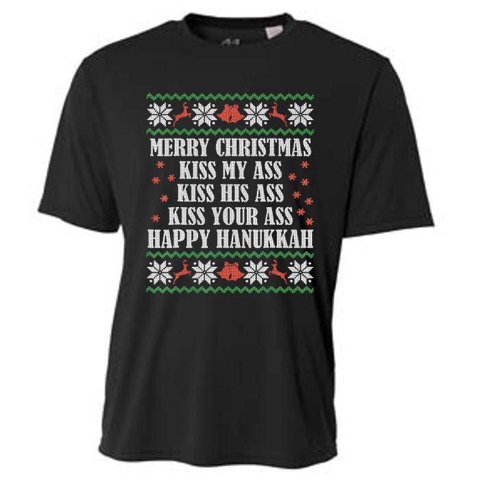 Merry Christmas K.iss My Ass His Ass Your Ass Happy Hanukkah Cooling Performance Crew T-Shirt