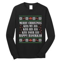 Merry Christmas K.iss My Ass His Ass Your Ass Happy Hanukkah Long Sleeve Shirt