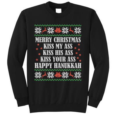 Merry Christmas K.iss My Ass His Ass Your Ass Happy Hanukkah Sweatshirt