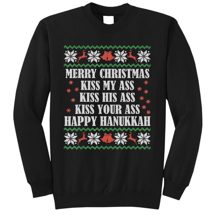 Merry Christmas K.iss My Ass His Ass Your Ass Happy Hanukkah Sweatshirt