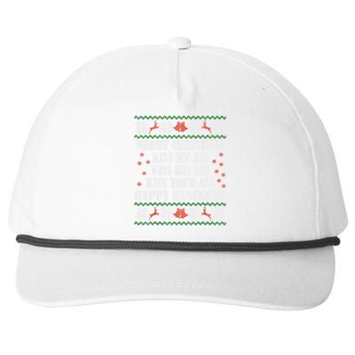 Merry Christmas K.iss My Ass His Ass Your Ass Happy Hanukkah Snapback Five-Panel Rope Hat