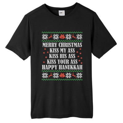 Merry Christmas K.iss My Ass His Ass Your Ass Happy Hanukkah Tall Fusion ChromaSoft Performance T-Shirt