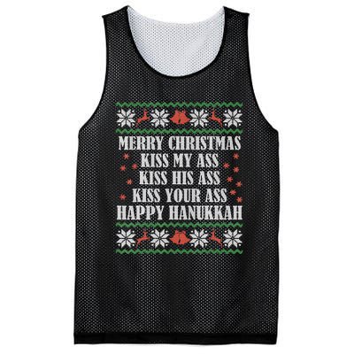 Merry Christmas K.iss My Ass His Ass Your Ass Happy Hanukkah Mesh Reversible Basketball Jersey Tank