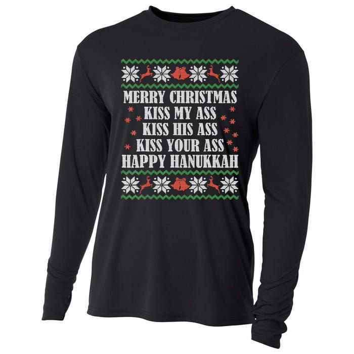 Merry Christmas K.iss My Ass His Ass Your Ass Happy Hanukkah Cooling Performance Long Sleeve Crew