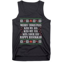 Merry Christmas K.iss My Ass His Ass Your Ass Happy Hanukkah Tank Top