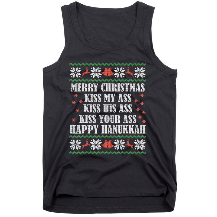 Merry Christmas K.iss My Ass His Ass Your Ass Happy Hanukkah Tank Top