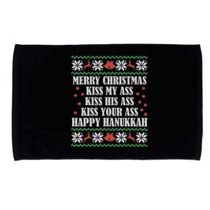 Merry Christmas K.iss My Ass His Ass Your Ass Happy Hanukkah Microfiber Hand Towel