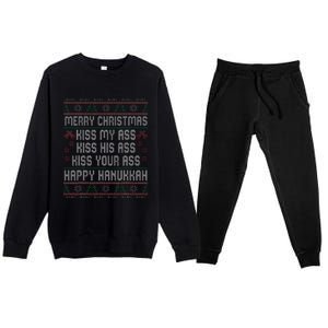 Merry Christmas Kis.s My Ass His Ass Your Ass  Premium Crewneck Sweatsuit Set