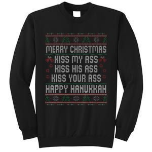 Merry Christmas Kis.s My Ass His Ass Your Ass  Tall Sweatshirt