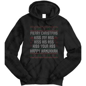 Merry Christmas Kis.s My Ass His Ass Your Ass  Tie Dye Hoodie