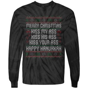 Merry Christmas Kis.s My Ass His Ass Your Ass  Tie-Dye Long Sleeve Shirt