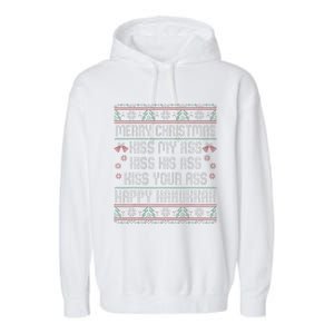 Merry Christmas Kis.s My Ass His Ass Your Ass  Garment-Dyed Fleece Hoodie