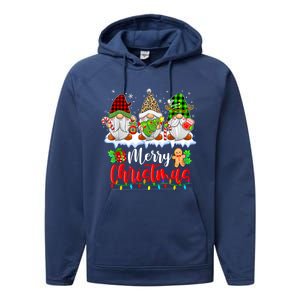 Merry Christmas Light Family Cute Gnome Xmas Matching Gift Performance Fleece Hoodie