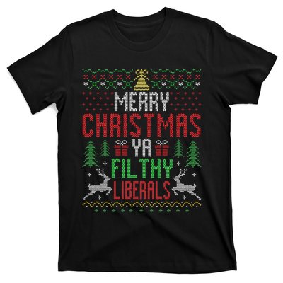 Merry Christmas Liberals Filthy Ya Funny Xmas AntiBiden  T-Shirt