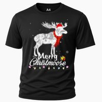 Merry Christmoose Lights Santa Hat Funny Christmas Moose  Cooling Performance Crew T-Shirt