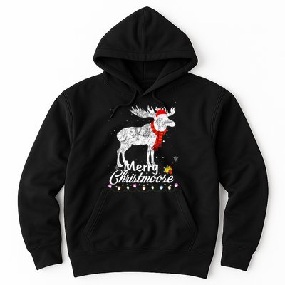 Merry Christmoose Lights Santa Hat Funny Christmas Moose  Hoodie