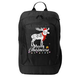 Merry Christmoose Lights Santa Hat Funny Christmas Moose  City Backpack