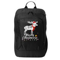 Merry Christmoose Lights Santa Hat Funny Christmas Moose  City Backpack