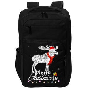 Merry Christmoose Lights Santa Hat Funny Christmas Moose  Impact Tech Backpack