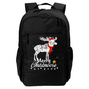 Merry Christmoose Lights Santa Hat Funny Christmas Moose  Daily Commute Backpack