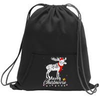 Merry Christmoose Lights Santa Hat Funny Christmas Moose  Sweatshirt Cinch Pack Bag