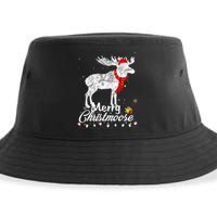 Merry Christmoose Lights Santa Hat Funny Christmas Moose  Sustainable Bucket Hat
