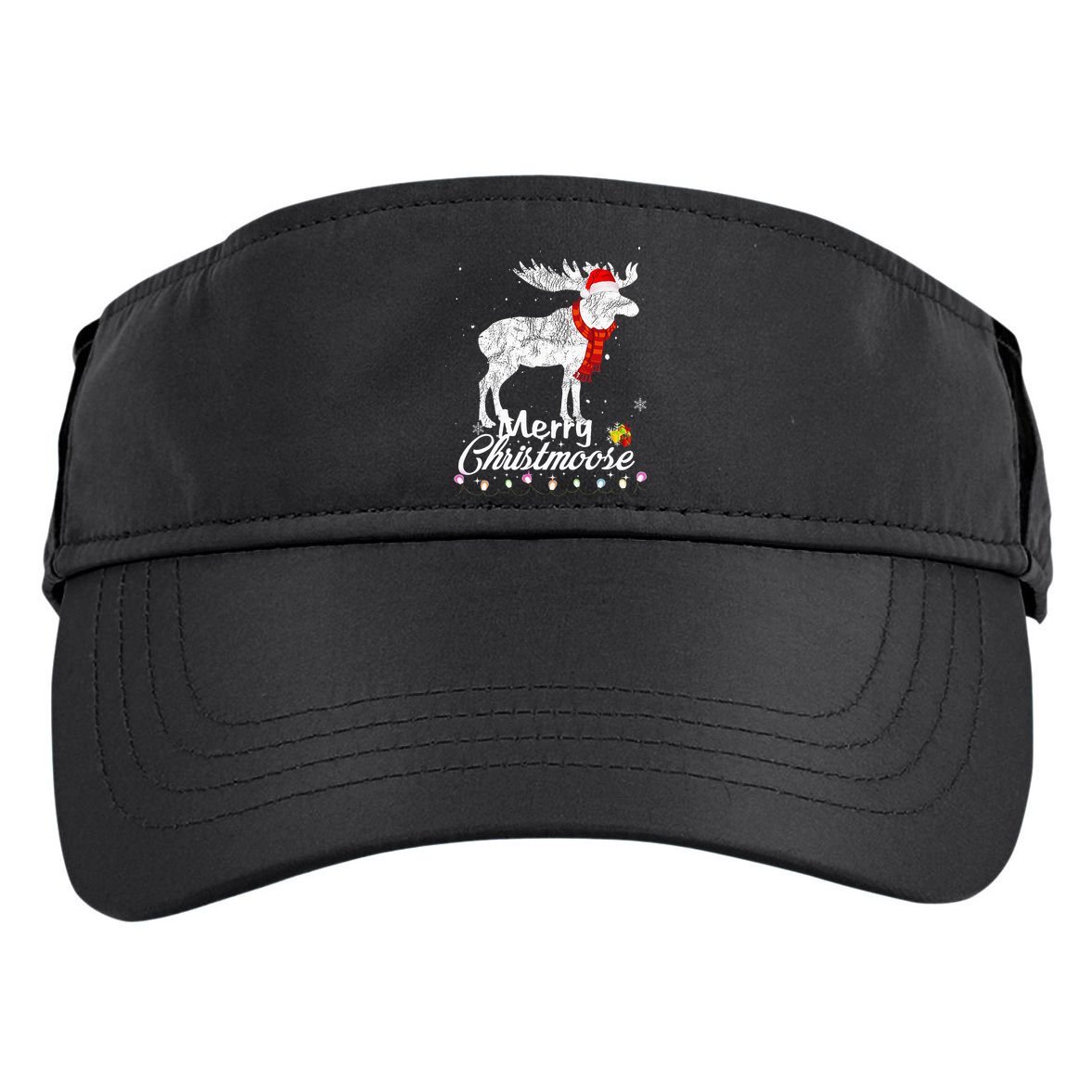 Merry Christmoose Lights Santa Hat Funny Christmas Moose  Adult Drive Performance Visor