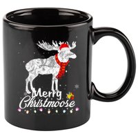 Merry Christmoose Lights Santa Hat Funny Christmas Moose  11oz C Handle Ceramic Mug