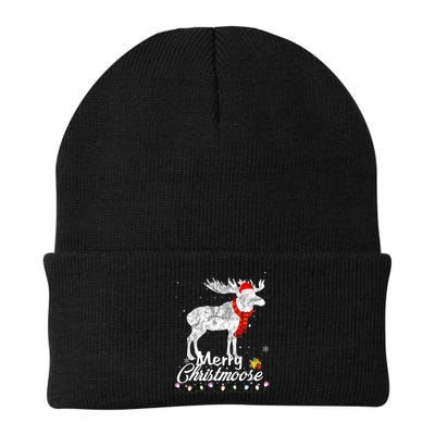 Merry Christmoose Lights Santa Hat Funny Christmas Moose  Beanie