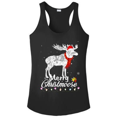 Merry Christmoose Lights Santa Hat Funny Christmas Moose  Ladies PosiCharge Competitor Racerback Tank